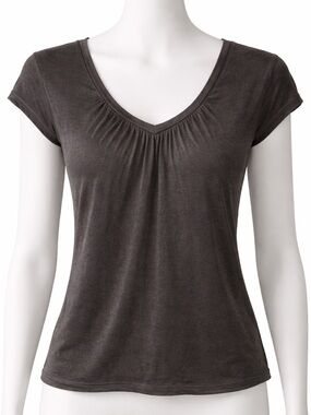 Mercer & Madison Women’s Black V-Neck Short Split Sleeve Tee